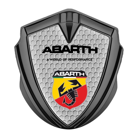 Fiat Abarth Seitenflugel Emblem Aufkleber Graphit Tonfarbe Bienenwabe Basis mit Schild Logo