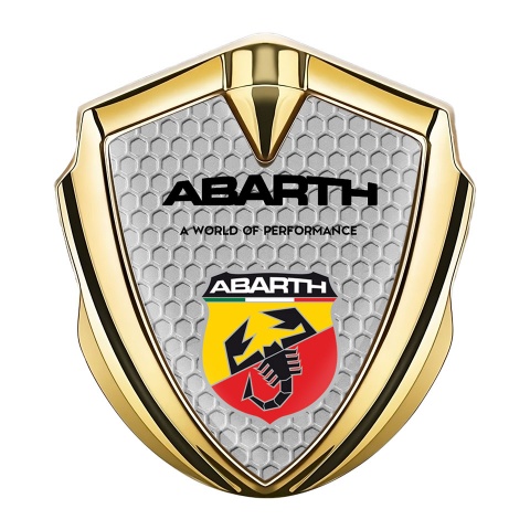 Fiat Abarth Seitenflugel Emblem Aufkleber Goldtonfarbe Bienenwabe Basis mit Schild Logo