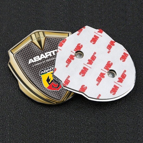 Fiat Abart Emblem Abzeichen Goldtonfarbe Braun Carbon Auflage