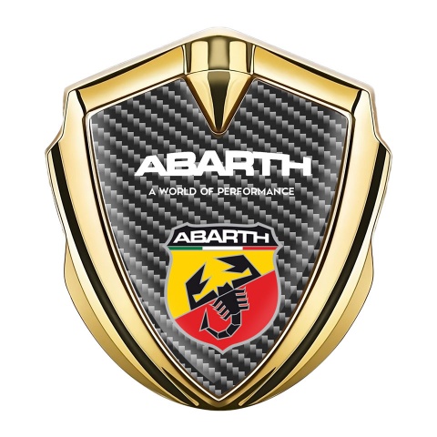 Fiat Abarth Abzeichen selbstklebend Goldtonfarbe Dunkles Kohlenstoff Auflage
