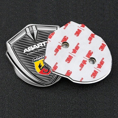 Fiat Abarth Abzeichen selbstklebend Silbertonfarbe Dunkles Kohlenstoff Auflage