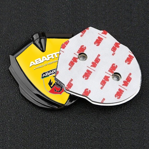 Fiat Abarth Selbstklebendes Metallaufkleber Emblem  Graphit Tonfarbe mit Gelb Basis Design