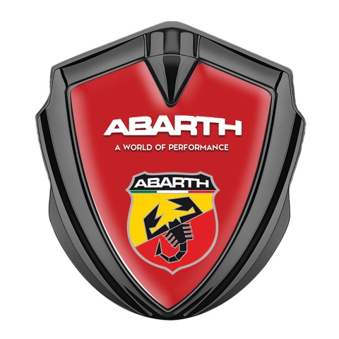 Fiat Abarth Emblem Logo Schriftzug Aufkleber Graphit Tonfarbe mit Rote Basis Design