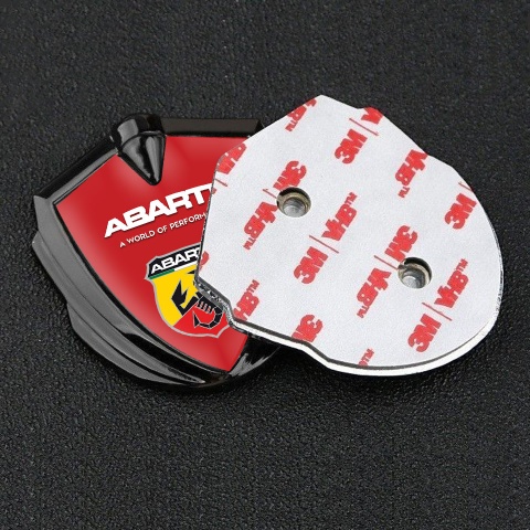 Fiat Abarth Emblem Logo Schriftzug Aufkleber Graphit Tonfarbe mit Rote Basis Design