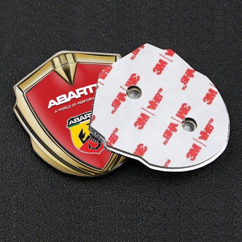 Fiat Abarth Emblem Logo Schriftzug Aufkleber Goldtonfarbe mit Rote Basis Design