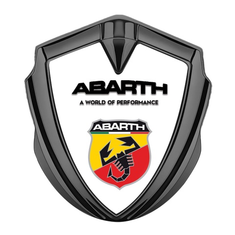 Fiat Abarth Seitenflugel Emblem Aufkleber Graphit Tonfarbe mit Weiss Basis Design