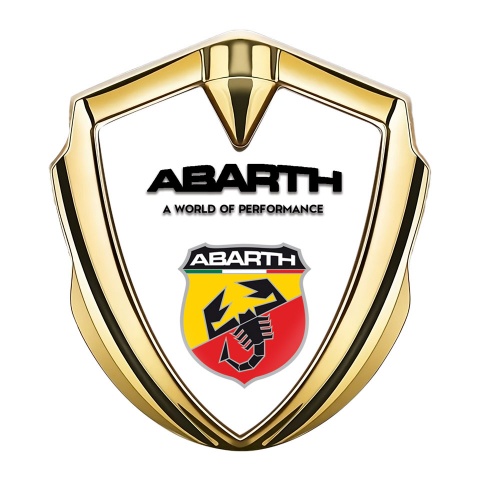 Fiat Abarth Seitenflugel Emblem Aufkleber Goldtonfarbe mit Weiss Basis Design