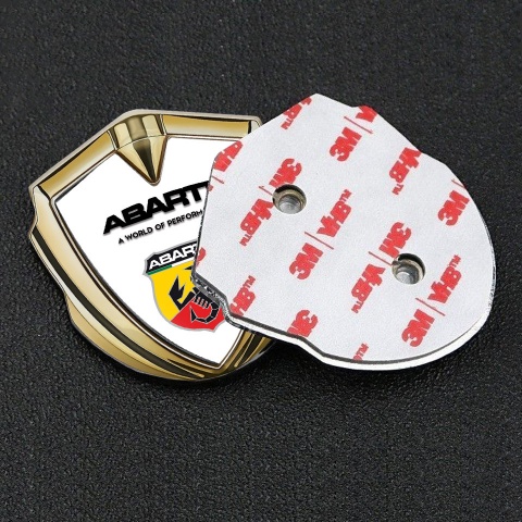 Fiat Abarth Seitenflugel Emblem Aufkleber Goldtonfarbe mit Weiss Basis Design