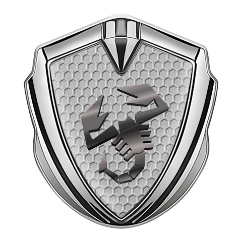 Fiat Abarth Emblem Auto Zeichen Silbertonfarbe Wabeneffekt Basis mit Metall Logo