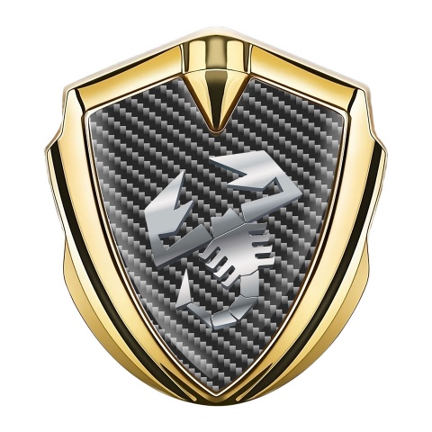 Fiat Abarth Selbstklebendes Metallaufkleber Emblem Goldtonfarbe Dunkles Kohlenstoff mit Metall Logo