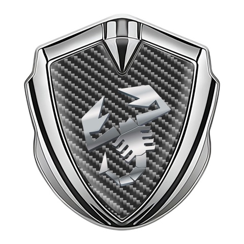 Fiat Abarth Selbstklebendes Metallaufkleber Emblem Silbertonfarbe Dunkles Kohlenstoff mit Metall Logo
