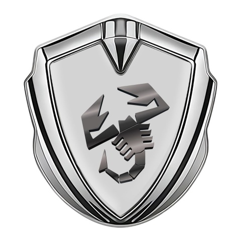 Fiat Abarth Emblem Logo Schriftzug Aufkleber Silbertonfarbe Grau Fundament mit Metall Logo Design