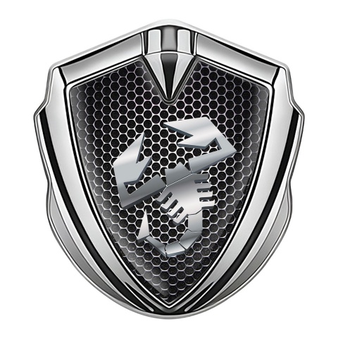 Fiat Abarth Seitenflugel Emblem Aufkleber Silbertonfarbe Perforierter Stahl Fundament mit Metall Logo Stil