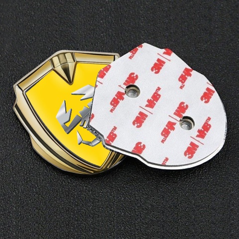 Fiat Abarth Emblem Abzeichen selbstklebend Goldtonfarbe Gelb Basis mit Metall Logo design