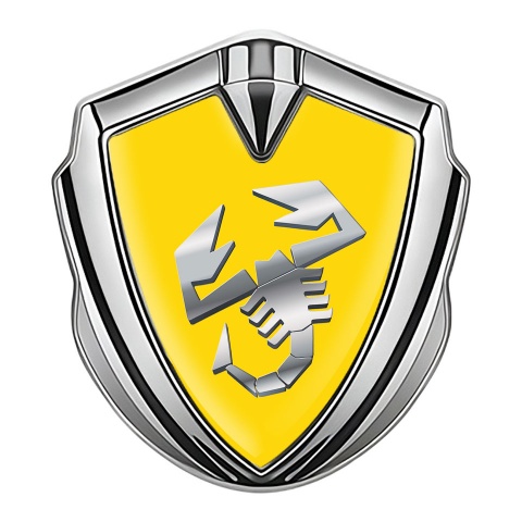 Fiat Abarth Emblem Abzeichen selbstklebend Silbertonfarbe Gelb Basis mit Metall Logo design