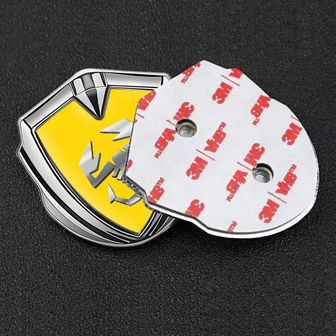 Fiat Abarth Emblem Abzeichen selbstklebend Silbertonfarbe Gelb Basis mit Metall Logo design
