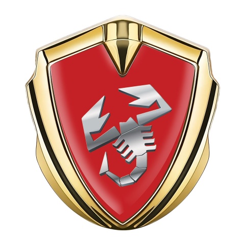 Fiat Abarth Emblem Auto Zeichen Goldtonfarbe Rote Basis mit Metall logo design