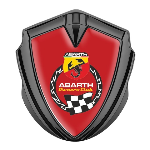 Fiat Abarth Emblem Aufkleber Autozubehor Graphit Tonfarbe rote Basis mit Owners Club Logo Motiv