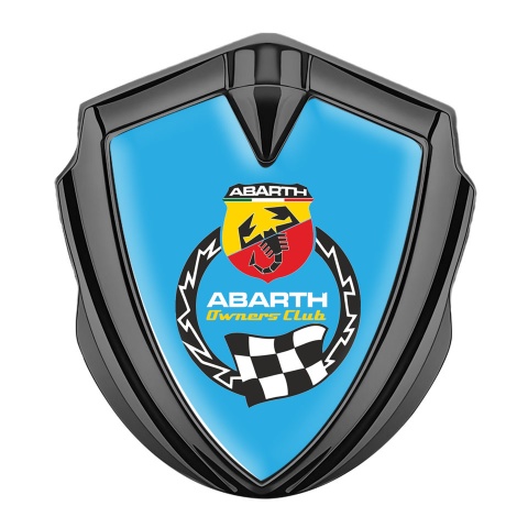 Fiat Abarth Selbstklebendes Metallaufkleber Emblem Graphit Tonfarbe Blau basis mit Owners Club Stil