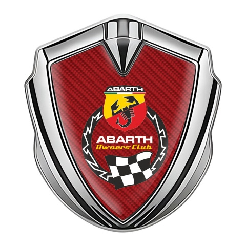 Fiat Abarth Emblem Logo Schriftzug Aufkleber Silbertonfarbe Rote Carbon Owners Club Stil