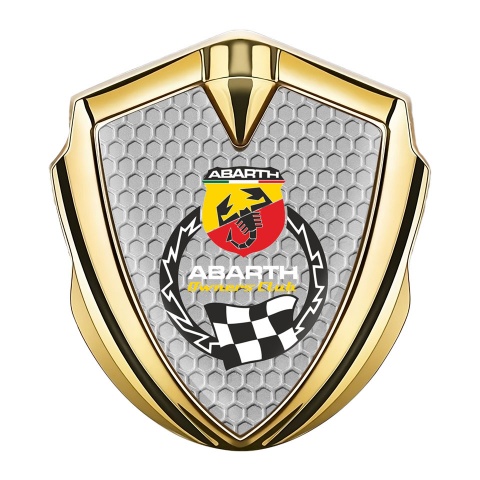 Fiat Abarth Seitenflugel Emblem Aufkleber Goldtonfarbe Wabeneffekt Basis mit Owners Club Logo Stil