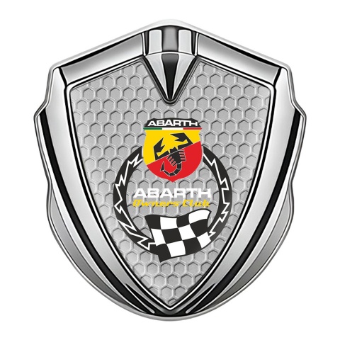 Fiat Abarth Seitenflugel Emblem Aufkleber Silbertonfarbe Wabeneffekt Basis mit Owners Club Logo Stil