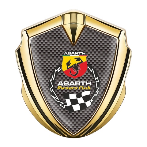Fiat Abarth Emblem Abzeichen Goldtonfarbe Braun Carbon mit Racing Logo Motiv