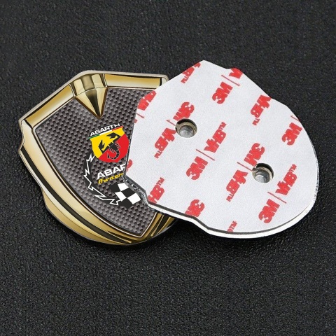 Fiat Abarth Emblem Abzeichen Goldtonfarbe Braun Carbon mit Racing Logo Motiv