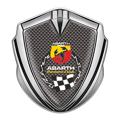 Fiat Abarth Emblem Abzeichen Silbertonfarbe Braun Carbon mit Racing Logo Motiv