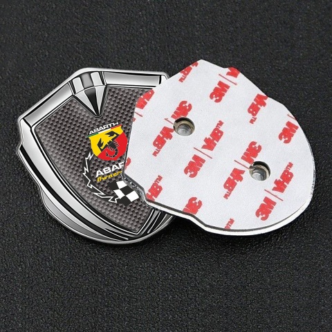Fiat Abarth Emblem Abzeichen Silbertonfarbe Braun Carbon mit Racing Logo Motiv