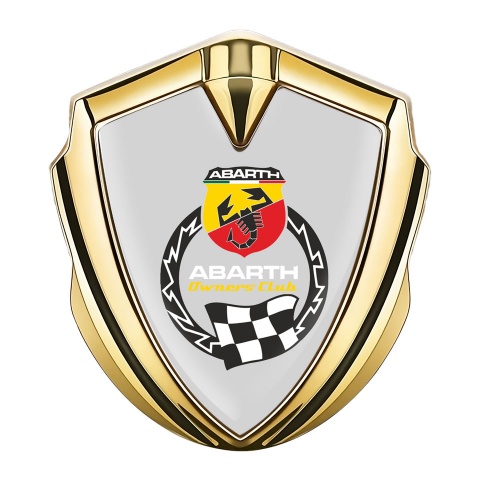 Fiat Abarth Abzeichen selbstklebend Goldtonfarbe Grau Hintergrund mit Racing Logo Motiv