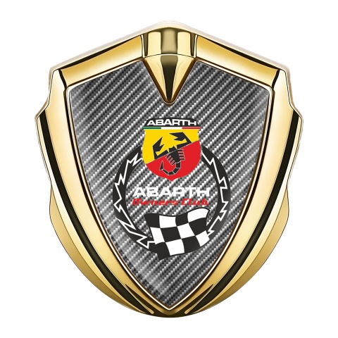 Fiat Abarth Emblem Abzeichen selbstklebend Goldtonfarbe Kohlenstoff Hintergrund mit Racing Logo