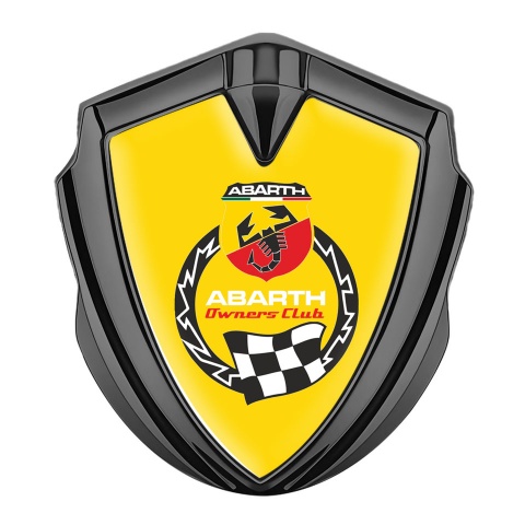 Fiat Abarth Emblem Auto Zeichen Graphit Tonfarbe Gelb basis mit Racing Logo Motiv