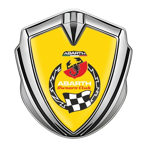 Fiat Abarth Emblem Auto Zeichen Silbertonfarbe Gelb basis mit Racing Logo Motiv