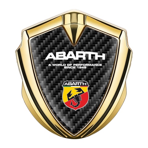 Fiat Abarth Seitenflugel Emblem Aufkleber Goldtonfarbe Schwarz Kohlenstoff Auflage