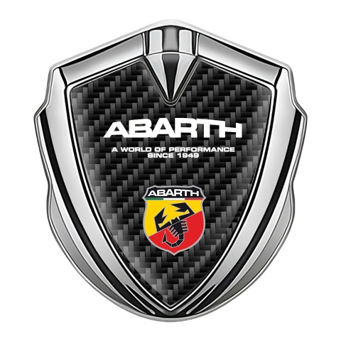 Fiat Abarth Seitenflugel Emblem Aufkleber Silbertonfarbe Schwarz Kohlenstoff Auflage