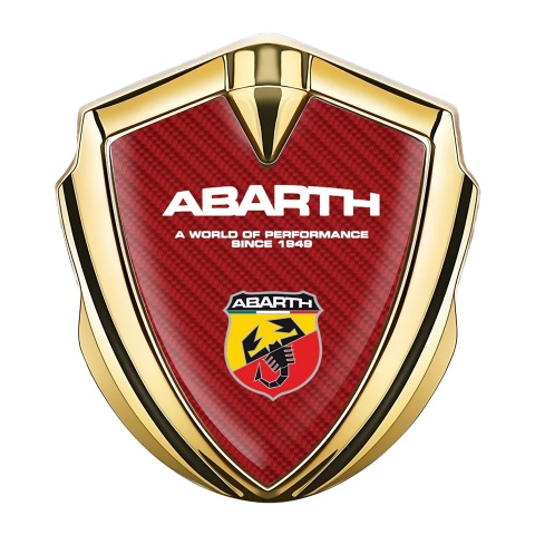Fiat Abarth Emblem Abzeichen Goldtonfarbe Rote Kohlenstoff Auflage