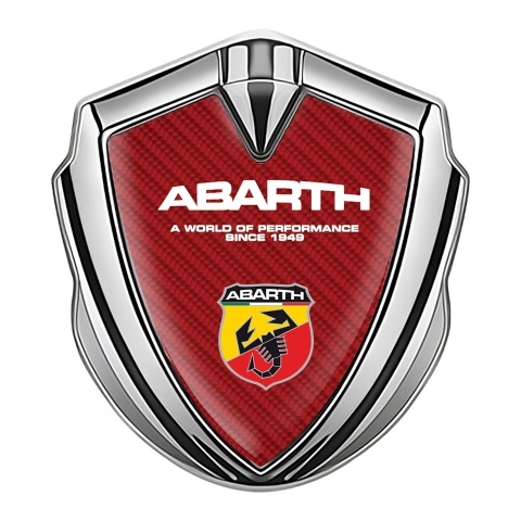 Fiat Abarth Emblem Abzeichen Silbertonfarbe Rote Kohlenstoff Auflage