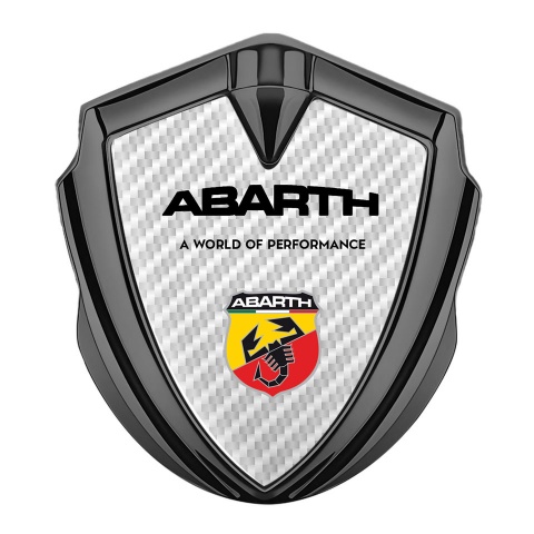 Fiat Abarth Abzeichen selbstklebend Graphit Tonfarbe Weiss Kohlenstoff Auflage
