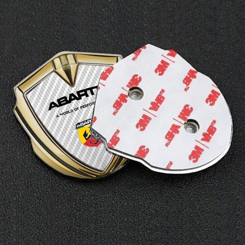 Fiat Abarth Abzeichen selbstklebend Goldtonfarbe Weiss Kohlenstoff Auflage