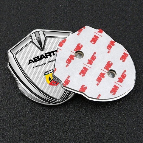 Fiat Abarth Abzeichen selbstklebend Silbertonfarbe Weiss Kohlenstoff Auflage
