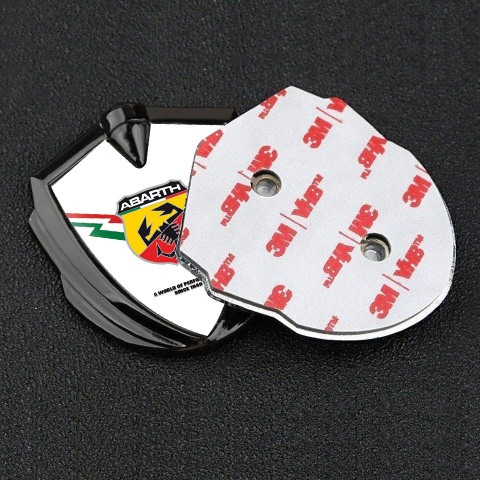 Fiat Abarth Emblem Abzeichen selbstklebend Graphit Tonfarbe Weiss Fundament mit Blitz Logo motiv