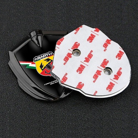 Fiat Abarth Emblem Auto Zeichen Graphit Tonfarbe Schwarz Fundament mit Blitz Logo Stil