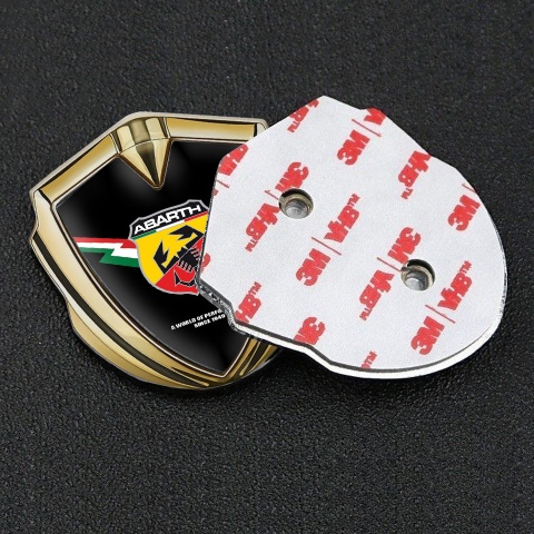Fiat Abarth Emblem Auto Zeichen Goldtonfarbe Schwarz Fundament mit Blitz Logo Stil
