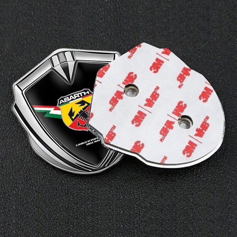 Fiat Abarth Emblem Auto Zeichen Silbertonfarbe Schwarz Fundament mit Blitz Logo Stil