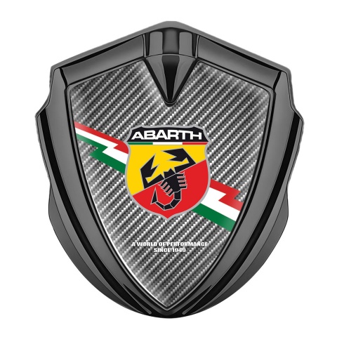 Fiat Abarth Selbstklebendes Metallaufkleber Emblem Graphit Tonfarbe Grau Carbon mit Blitz logo