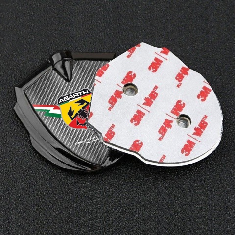 Fiat Abarth Selbstklebendes Metallaufkleber Emblem Graphit Tonfarbe Grau Carbon mit Blitz logo