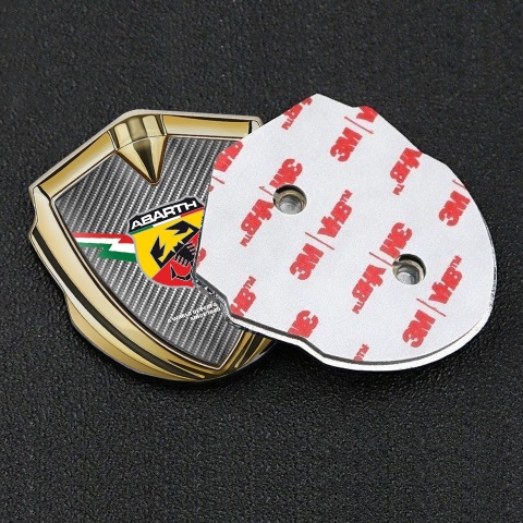 Fiat Abarth Selbstklebendes Metallaufkleber Emblem Goldtonfarbe Grau Carbon mit Blitz logo