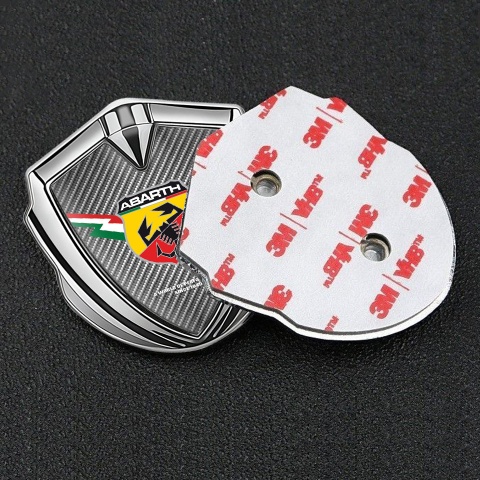 Fiat Abarth Selbstklebendes Metallaufkleber Emblem Silbertonfarbe Grau Carbon mit Blitz logo