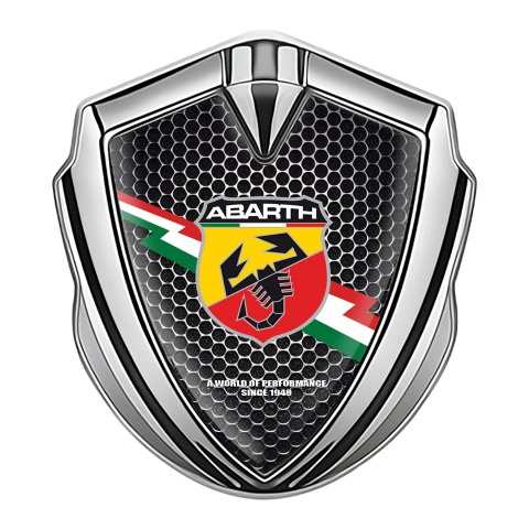 Fiat Abarth Emblem Logo Schriftzug Aufkleber Silbertonfarbe Perforierter Stahl Design